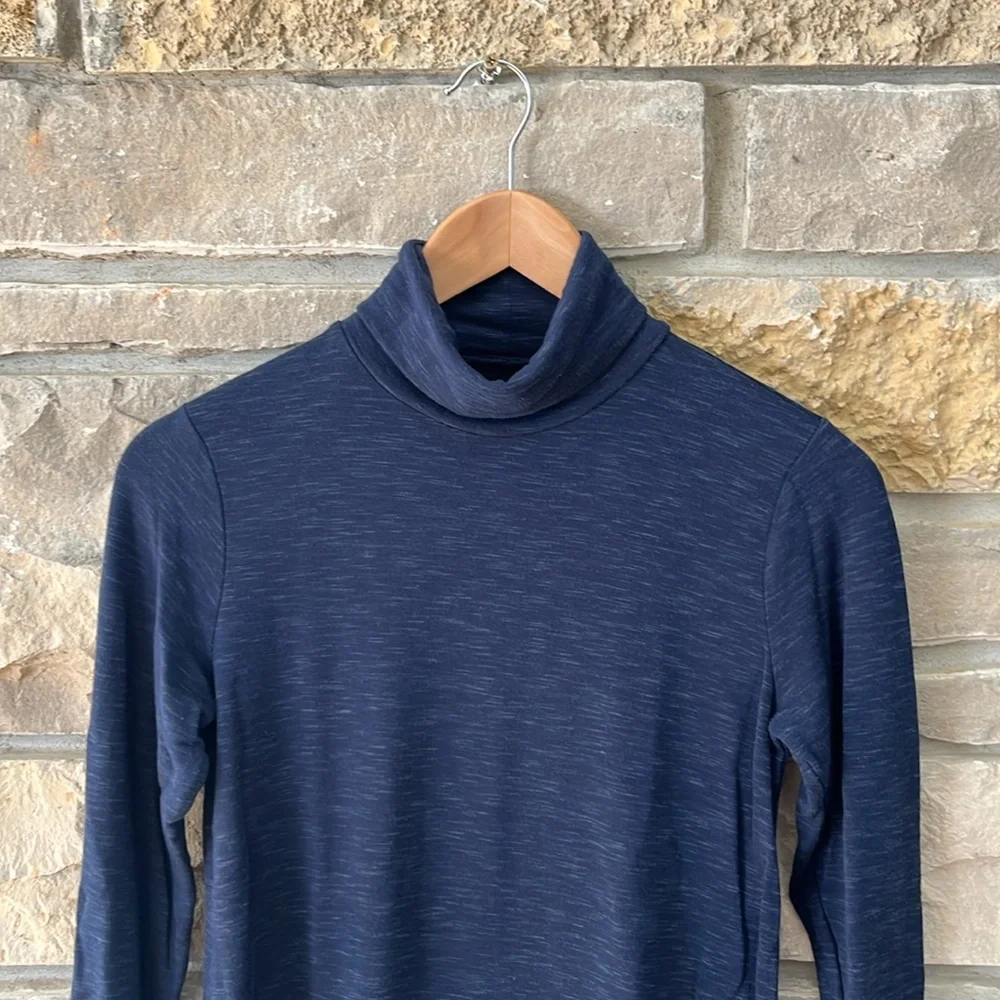 Abercrombie & Fitch Heathered Navy Turtleneck Tunic Top Size Small - Picture 2 of 12